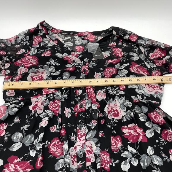 New TORRID Chiffon Floral Pullover Lined Dress Torrid Sz 0 / US Sz L [See Note] - Picture 5 of 11
